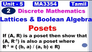 Discrete MathematicsMA3354Unit 5Lattices and Boolean AlgebraPosets in Tamil  Problems on Posets [upl. by Dira]