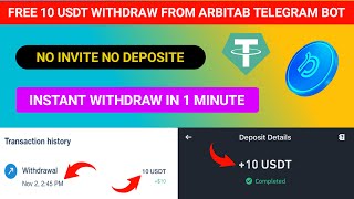 10 USDT Free Withdraw From ArbiTap Telegram Bot  Withdraw From ArbiTap Telegram Bot  ArbiTap Bot [upl. by Ynohtnaleahcim]