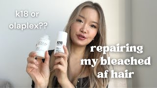 K18 Peptide Treatment vs Olaplex No 3 for bleached damaged hair  how to use review comparison [upl. by Annim]