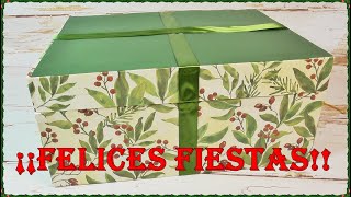 CAJA FORRADA CON PAPEL REUTILIZANDO UNA CAJA DE CARTÓN  FELIZ NAVIDAD [upl. by Nylirehs]