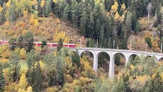 Train passes over World Heritage Landwasser Viaduct [upl. by Savvas24]