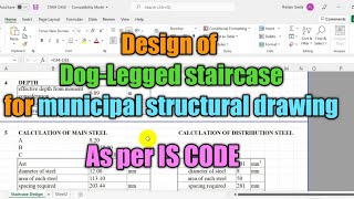 Design of Dog Legged staircase in Excel Sheet [upl. by Anilam543]