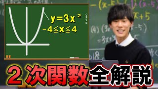 二次関数、グラフの読取、変化の割合・計算・変域 [upl. by Nipsirc323]