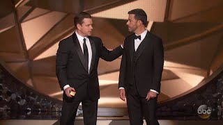 Matt Damon Confronts Jimmy Kimmel After Emmys Loss [upl. by Wilsey161]