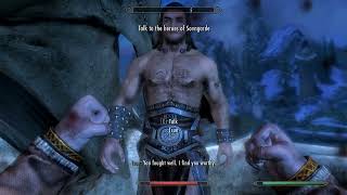 Skyrim  Fight Tsun vs Karstaag vs Ebony Warrior [upl. by Pietro]