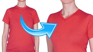 How to transform a crew neck TShirt to Vneckline easily [upl. by Aneetsirk]