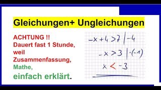 Gleichungen Ungleichungen lösen ist einfach Crashkurs darum 1 Unterrichtsstunde [upl. by Luehrmann408]