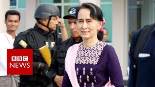 Myanmars de facto leader makes symbolic visit to Rakhine  BBC News [upl. by Herbert]