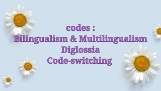 Codes  bilingualism diglossia and codeswitching [upl. by Nollie415]