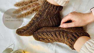 How to Knit Cable Ankle Socks on Magic Loop  Tutorial by CozySocksStore [upl. by Iluj]