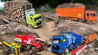 Mobil truk balak  rc truk Hino loging kayu dari hutan  rc dam truk fuso Hino 500 [upl. by Clarita]