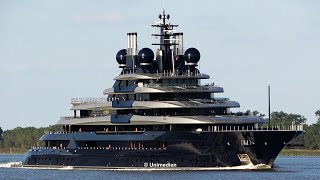 LUMiNANCE yacht  amazing ship horn of brand new superyacht vs awesome LURSSEN shipyard horn  4K [upl. by Dlnaod]