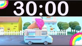 30 Minute Timer Countdown with Music for Kids Ice Cream Truck amp Rainbow [upl. by Annij]