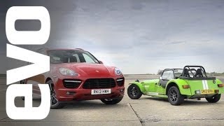 Porsche Cayenne vs Caterham 7  evo TRACK BATTLE [upl. by Bristow]