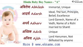 Hindu Boy Names 2019  Unique Baby Boy Names  लड़के के नाम 2019 [upl. by Pirbhai]