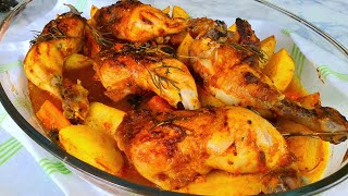 Pulpe de pui cu cartofi la cuptor  Baked Chicken and Potatoes  Dinner Very Easy To Make [upl. by Bolton]