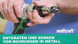 Senker HSS mit Tiefenstopp Zum Entgraten und Senken von Bohrungen in Metall  wolfcraft [upl. by Ynaffat924]