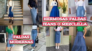 HERMOSAS FALDAS MODERNAS JEAN O MEZCLILLA [upl. by Dietsche796]