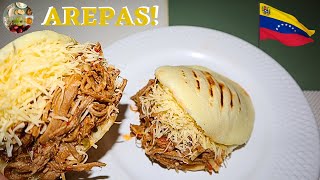 COMO hacer AREPAS 🫓 con CARNE MECHADA 😋AREPAS WITH SHREDDED MEAT [upl. by Hebel]