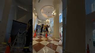 Venetian Plaster fun breaking down Metaltech scaffolding 3 towers [upl. by Enehs474]