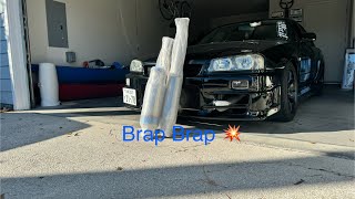 4dr R34 Tomei exhaust install [upl. by Kind642]