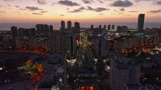 Night Ashdod Israel 4k Drone Mavic [upl. by Romeu673]