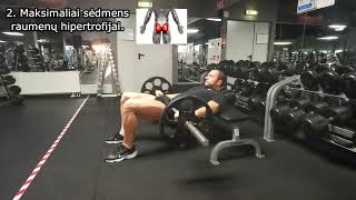 Dubens kėlimas su štanga bei savo kūno svoriu angl barbell hip thrust  single leg hip thrust [upl. by Gine]