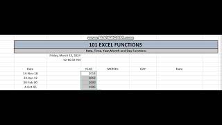 How to use Date Time Year Month and Day Functions in Excel [upl. by Ydissac887]