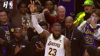 LeBron James gets a standing ovation as he reaches 40000 career points 👏 🔥 [upl. by Arenahs400]