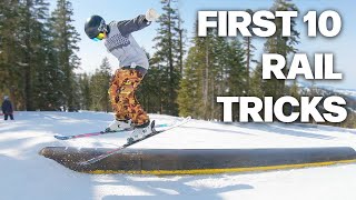 The 10 First Rail Tricks To Learn On Skis [upl. by Aralomo]