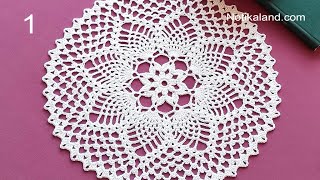 CROCHET How to crochet doily 5 EASY Tutorial Part 1 1  5 round [upl. by Hluchy]