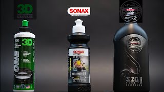 The Best One Step Car CompoundPolish  3D One vs Sonax Cut amp Finish vs Scholl Concepts S20 Black [upl. by Kellyn]