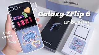 Samsung Galaxy Z Flip 6 unboxing 🩵 LED card  accessories z플립6 [upl. by Skilken]