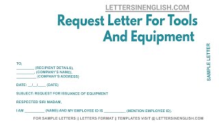 Request Letter For Tools And Equipment  Sample Letter of Request for Providing Tools and Equipment [upl. by Uliram366]