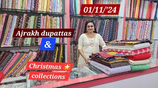 Ajrakh dupattas ampSaree 🌹Premium Hakoba 🌹Christmas special 🌹No630🌹 [upl. by Leciram]