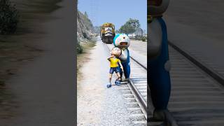 DORAEMON FALL FROM MOUNTAIN NOBITA LEFT BEHIND  gta5 shorts [upl. by Annaeg]