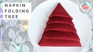 Napkin Folding Tutorial  Christmas Tree Napkin Fold  EASY Folding for Dinner Tables OrigamiTree [upl. by Kimmel]