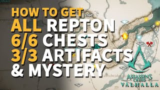 Repton All Wealth Artifacts Chests Treasures Assassins Creed Valhalla [upl. by Lig]