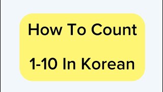 How to Count 110 in Korean [upl. by Innej]