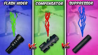 Compensator vs Flash Hider vs Suppressor PUBG Mobile amp BGMI Muzzle Attachment  Tips and Tricks [upl. by Nitreb476]