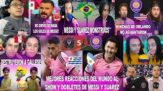 MEJORES REACCIONES DEL MUNDO A LOS DOBLETES DE MESSI Y SUAREZ EN INTER MIAMI 50 ORLANDO CITY [upl. by Yruam396]