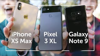 Pixel 3 XL vs iPhone XS Max vs Note 9 Camera Comparison Who Wins the Camera Shootout [upl. by Ennahgem]