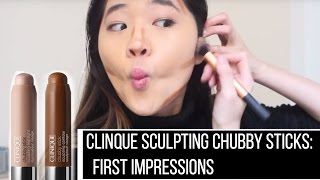 Cinique Chubby Sculpting Contour and Highlighting Sticks  First Impressions [upl. by Ahsinroc931]