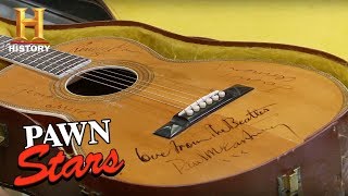 Pawn Stars Guitar Autographed by The Beatles  History [upl. by Madlen528]