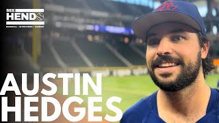 Austin Hedges talks trade to Texas Rangers the art of catching catching Mt Rushmore amp mlb the show [upl. by Nesnar]