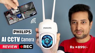 Wireless AI Camera  Best Outdoor CCTV Camera India Philips outdoor wifi cctv camera HSP3800 review [upl. by Goraud529]