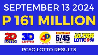 Lotto Result Today 9pm September 13 2024  PCSO Complete [upl. by Fillbert]