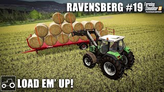 Harvesting Canola Baling amp Selling Canola Straw Ravensberg 19 Farming Simulator 19 Timelapse [upl. by Cinelli]