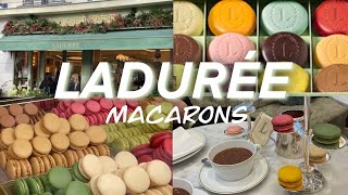 🎄Trying LADUREEs Christmas Macarons and Eugénie [upl. by Acinorej959]