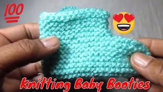 Knitting Baby Booties0 to 3 months Hindi [upl. by Naujtna760]